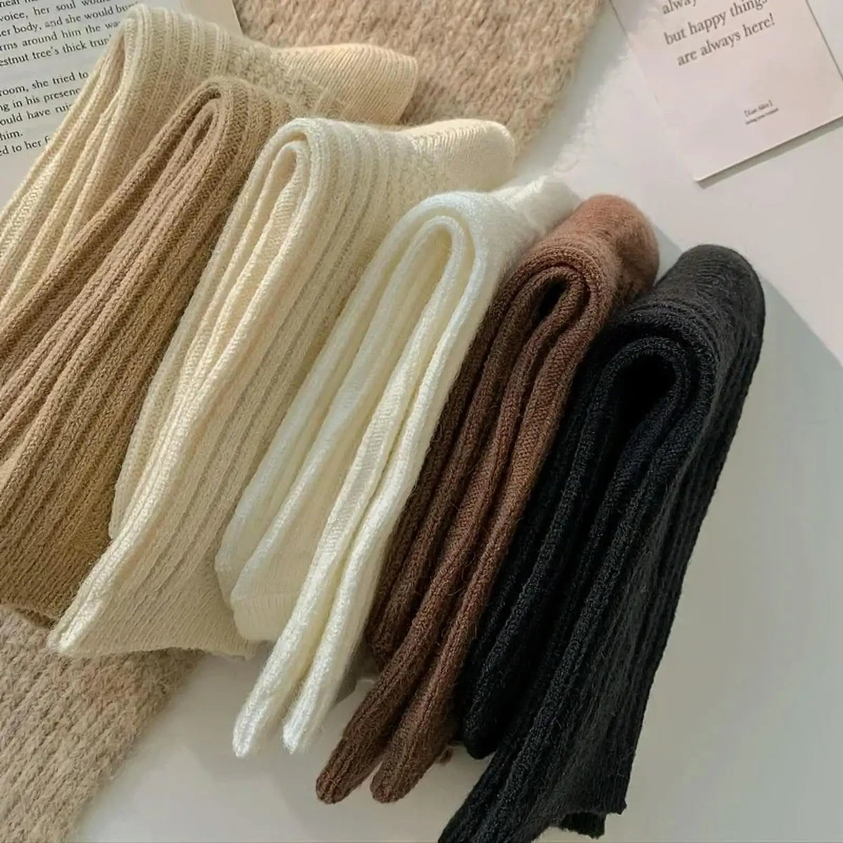 2Pcs Thermal Wool Lounge Socks Set for Women with Thick Knit and Solid Color Winter Design