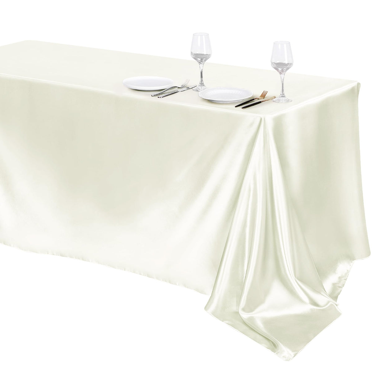 Rectangle Satin Tablecloth Smooth Solid Color Table Cover for Wedding Party Dining Table Decor 57×57" (145×145cm)