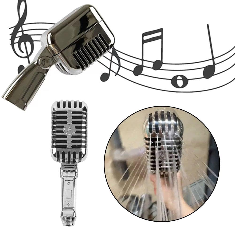 Microphone-Shaped Shower Head with High Pressure ABS Design for Bathroom Use