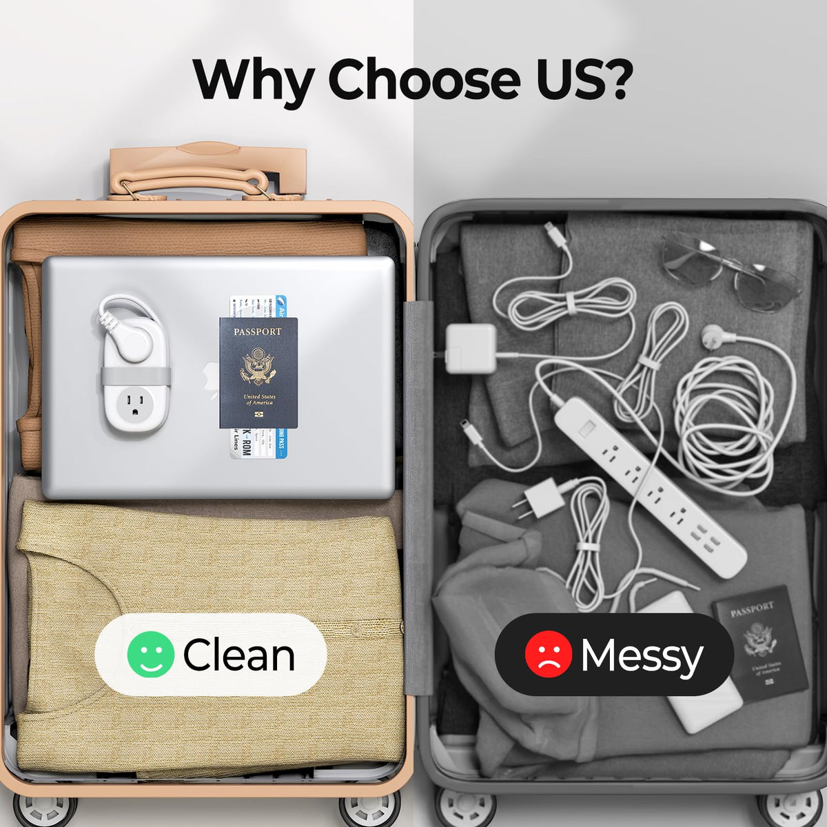 Compact Travel Power Strip with USB C Charging and Four Outlet Design for Cruise and Daily Travel Use