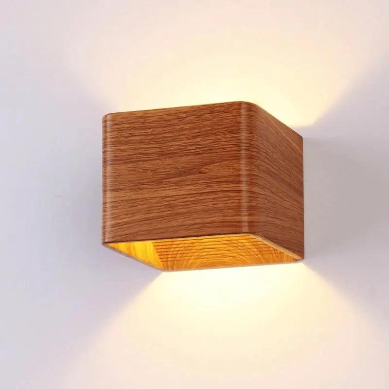 Wabi Sabi Wall Lamp with Imitation Wood LED Up Down Design for Bedrooms Corridors and Living Rooms