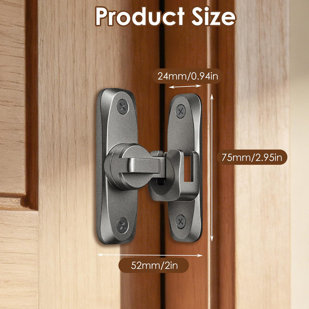 90/180 Degree Flip Barn Door Lock Zinc Alloy Sliding Latch with Spacer for Doors Gates Cabinets and Windows