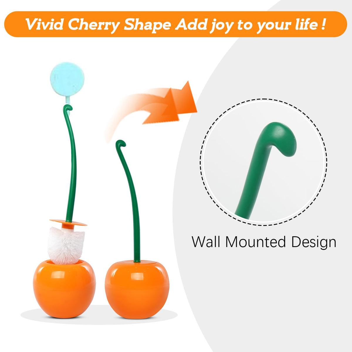 Cherry Toilet Brush Holder Set with Decorative ABS Design for Bathroom Cleaning and Lavatory Storage