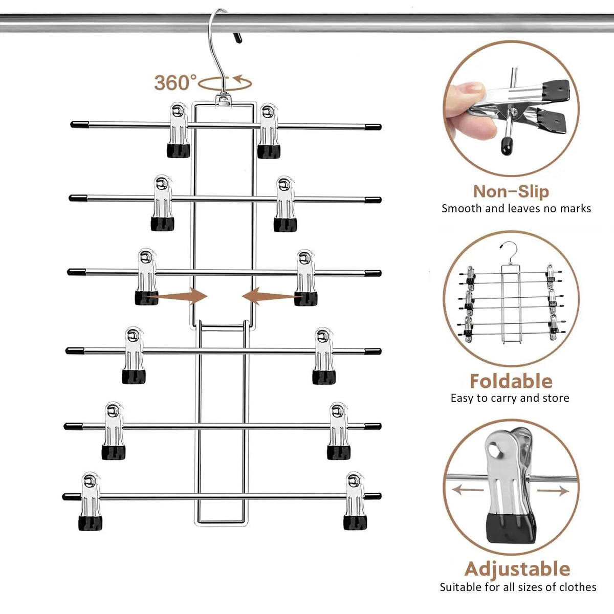 6 Tier Hanger Organizer for Pants Jeans and Scarves Closet