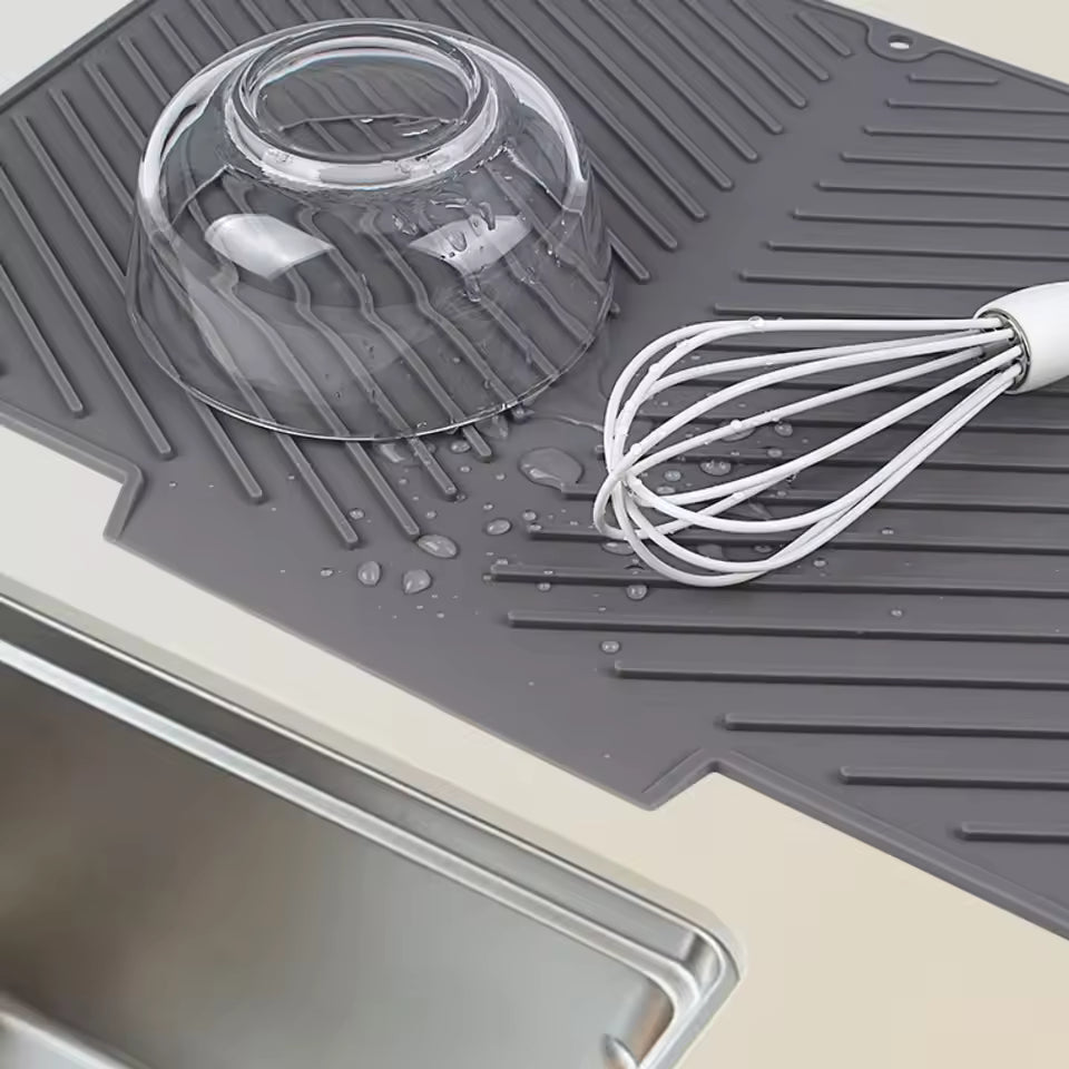 Silicone Dish Drying Mat Non Slip Heat Resistant Drain Pad for Pots Dishes Utensils Kitchen Sink Counter