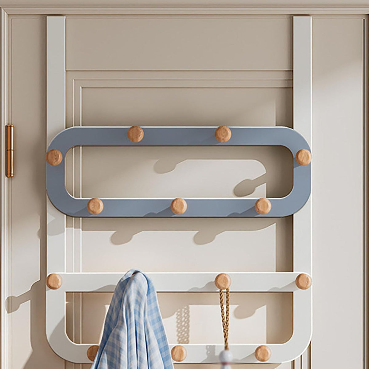 Powder-Coated Metal Over-the-Door Hook Rack, Easy-Install Hanging Organizer for Entryways, Bedrooms, or Bathrooms, Space-Saving Storage Solution
