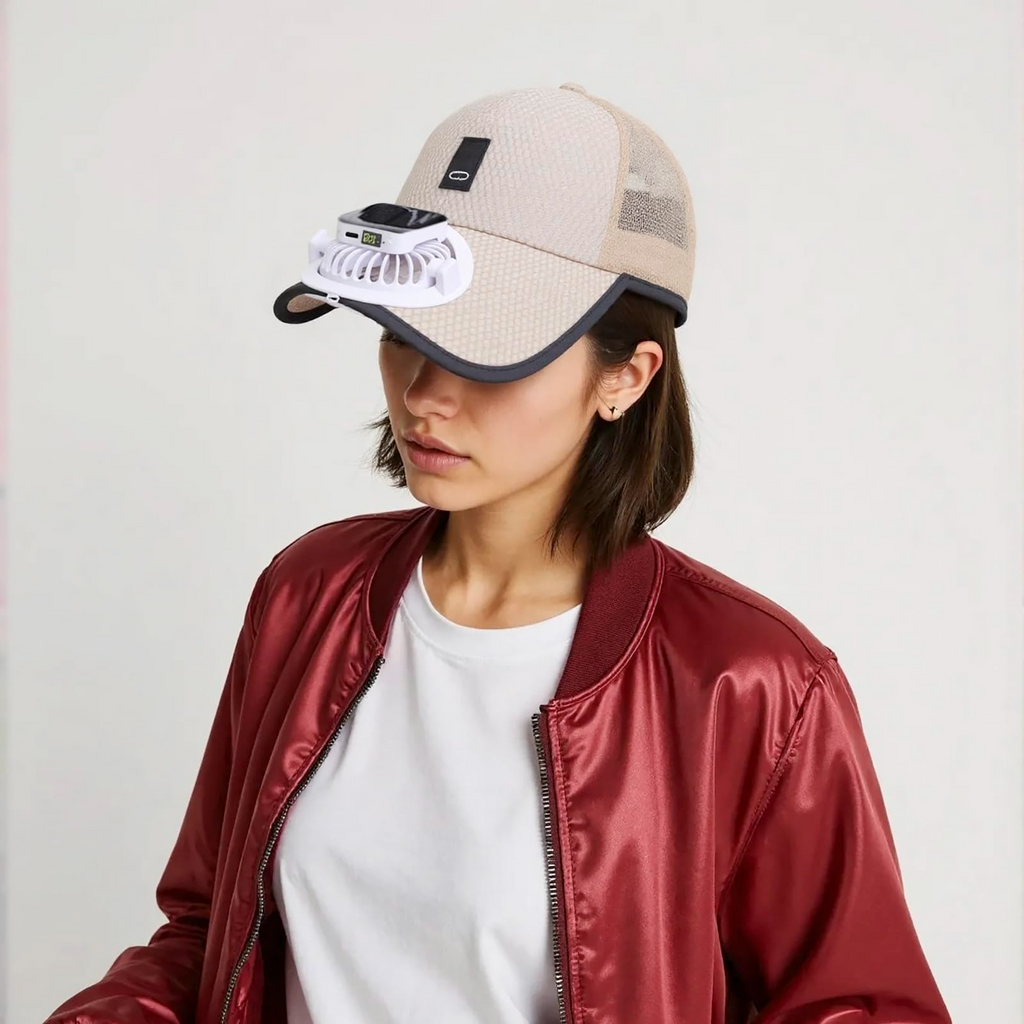 Solar Breeze Hat with Built In Cooling Fan and Mesh Sun Protection Design for Outdoor Activities