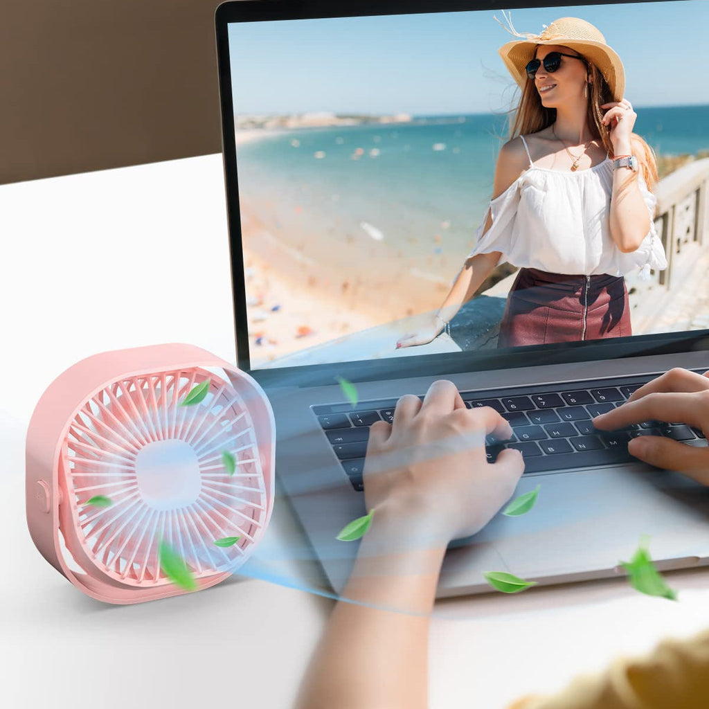 Mini USB Desktop Fan with 3 Speed Control and 360° Adjustable Angle for Office, Home and Travel