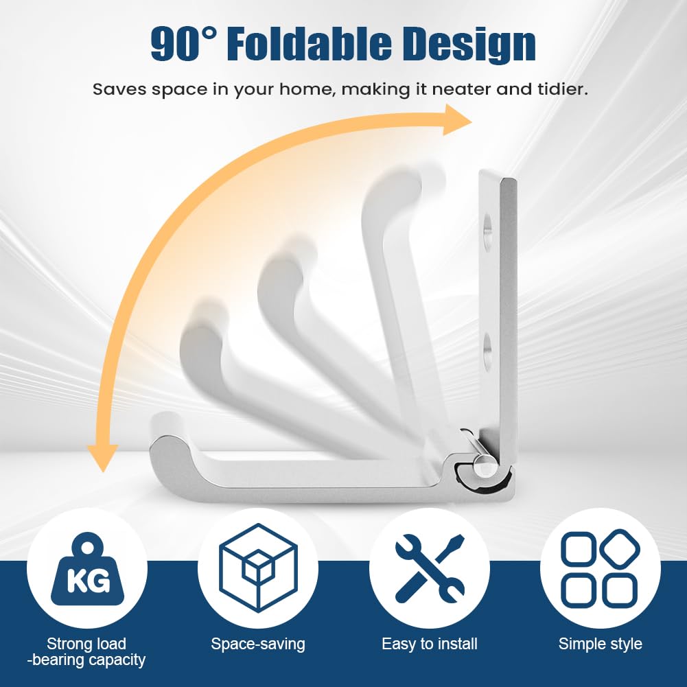 5 Pcs Folding Wall Hooks Set with Aluminum Alloy Wall Mount Design for Coats Towels Clothes and Headphones