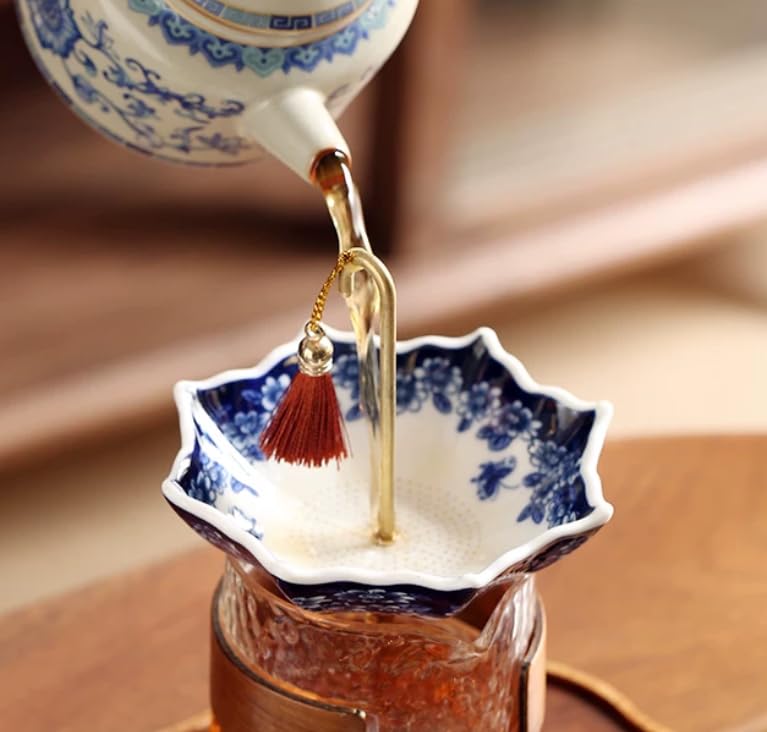Umbrella Tea Strainer withPorcelain Loose Leaf Filter Design for Tea Brewing and Table Decor