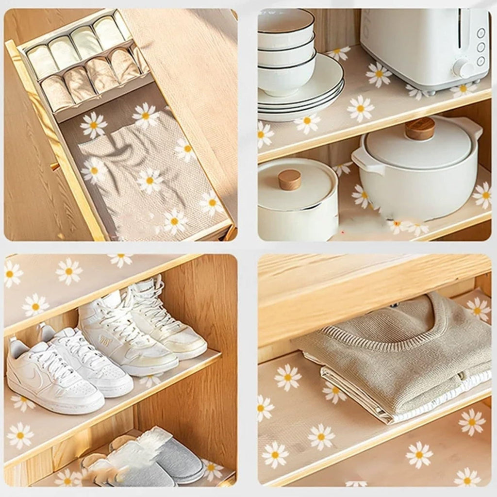 Waterproof Shelf Liner Roll with Non Adhesive EVA Design for Kitchen Cabinets Drawers and Refrigerator Shelves