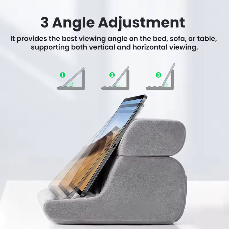 Tablet Pillow Stand Soft Foam Holder for iPad Phone and Laptop Comfortable Support for Bed Lap and Desk Use