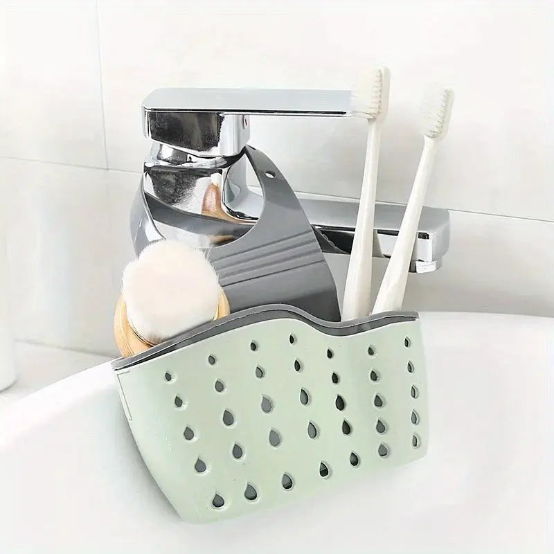 Adjustable Hanging Sink Draining Basket Rubber Sponge Holder for Kitchen and Bathroom