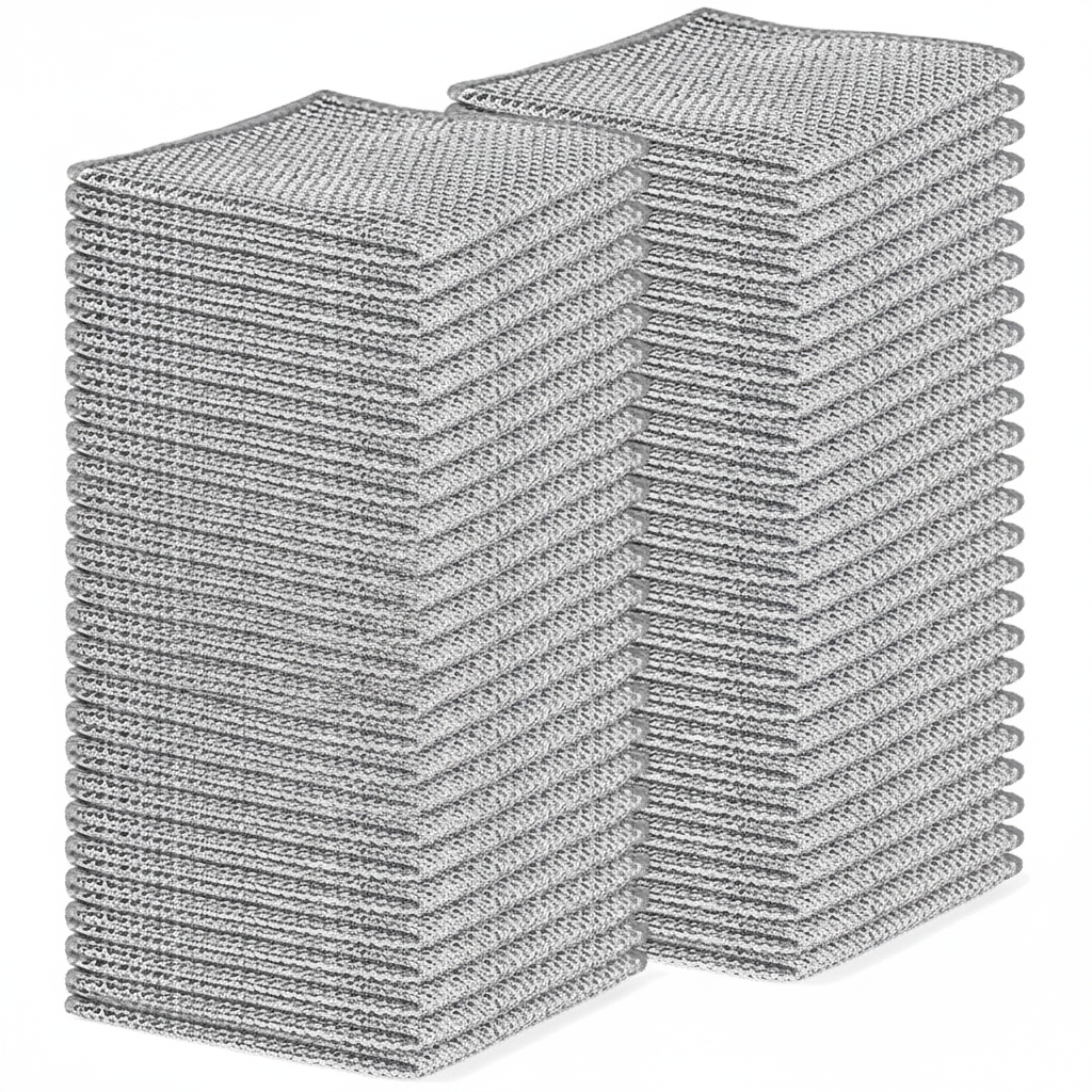 30 Pcs of Non Scratch Polyester Dishcloth Set with Dual Texture Design for Kitchen and Home Cleaning