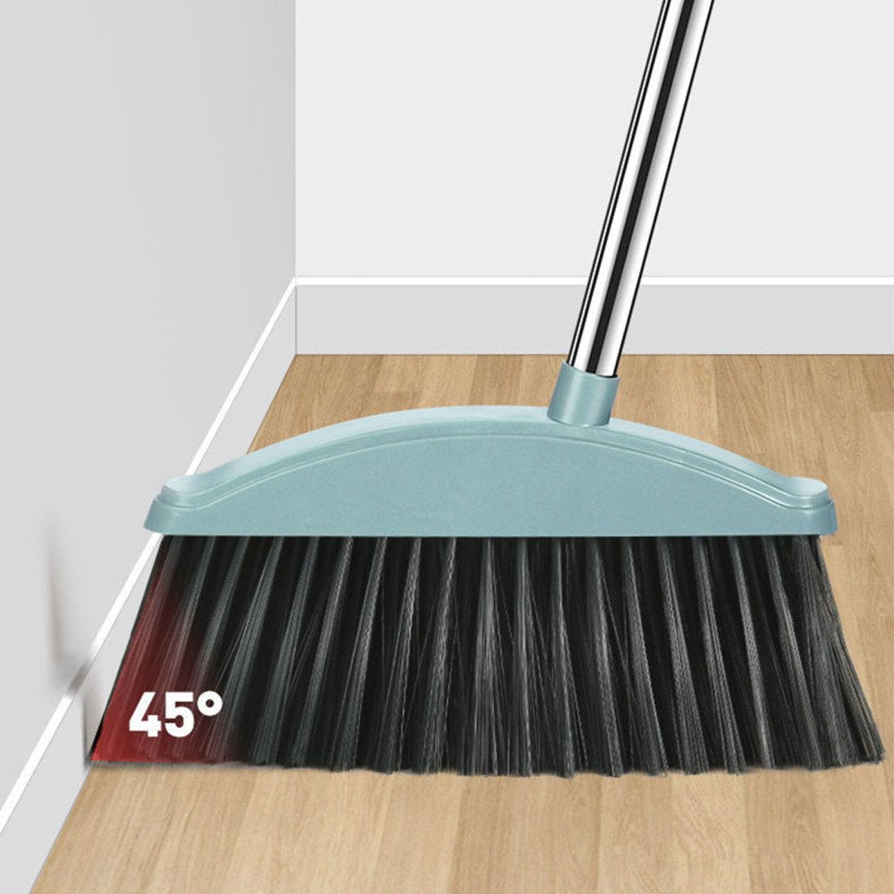 Long Handle Broom and Dustpan Set with Heavy-Duty Bristles for Indoor and Outdoor Cleaning
