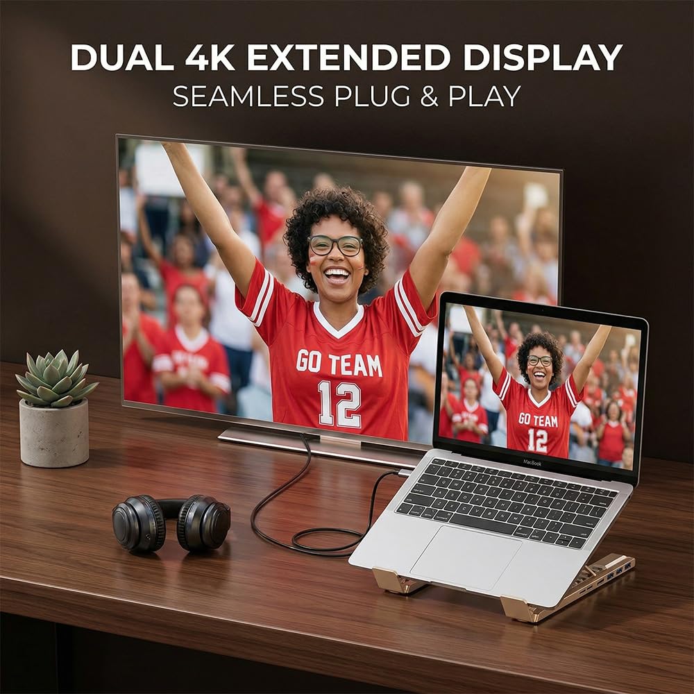 8 in 1 USB C Docking Station Stand Aluminum Laptop Hub with PD Charging USB Ports SD TF for MacBook and Laptop Use