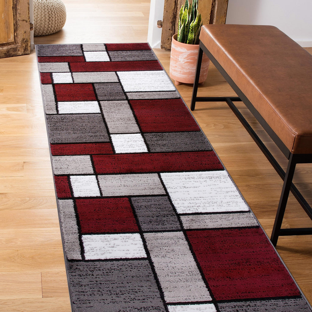 Simple Check Pattern Floor Mat for Kitchen, Hallway, or Corridor, Anti-Slip, Washable Polypropylene Rug for Home Decoration
