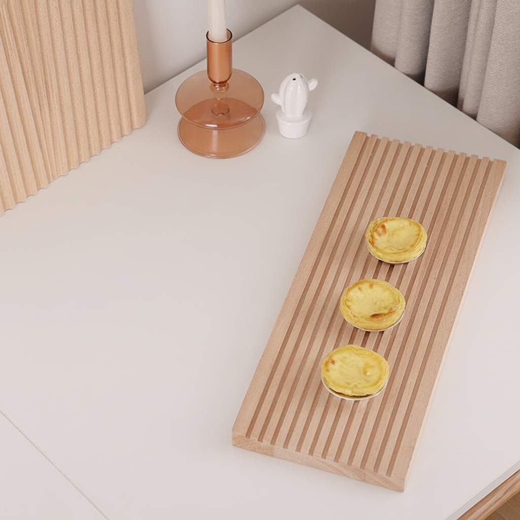 Wave Shaped Wooden Decorative Tray in Beech Wood for Coffee Table Display Serving and Home Decor