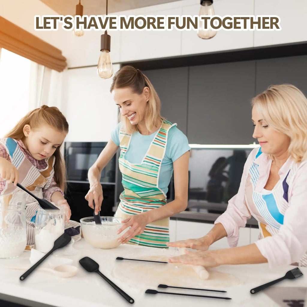 9Pcs Food Grade Silicone Spatula Set Heat Resistant Non Stick Baking Tools for Cooking