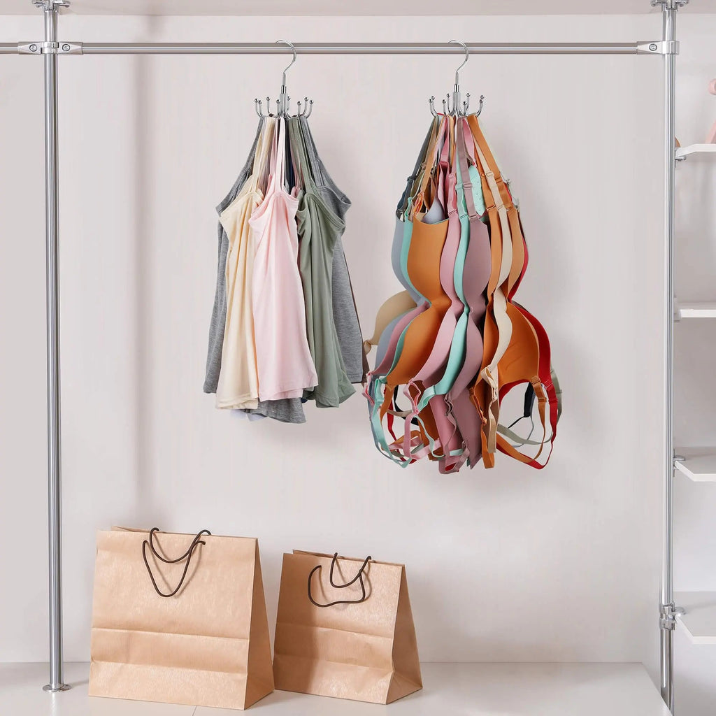 Rotatable Bra Organizer Hanger with 24 Hook Storage for Closet