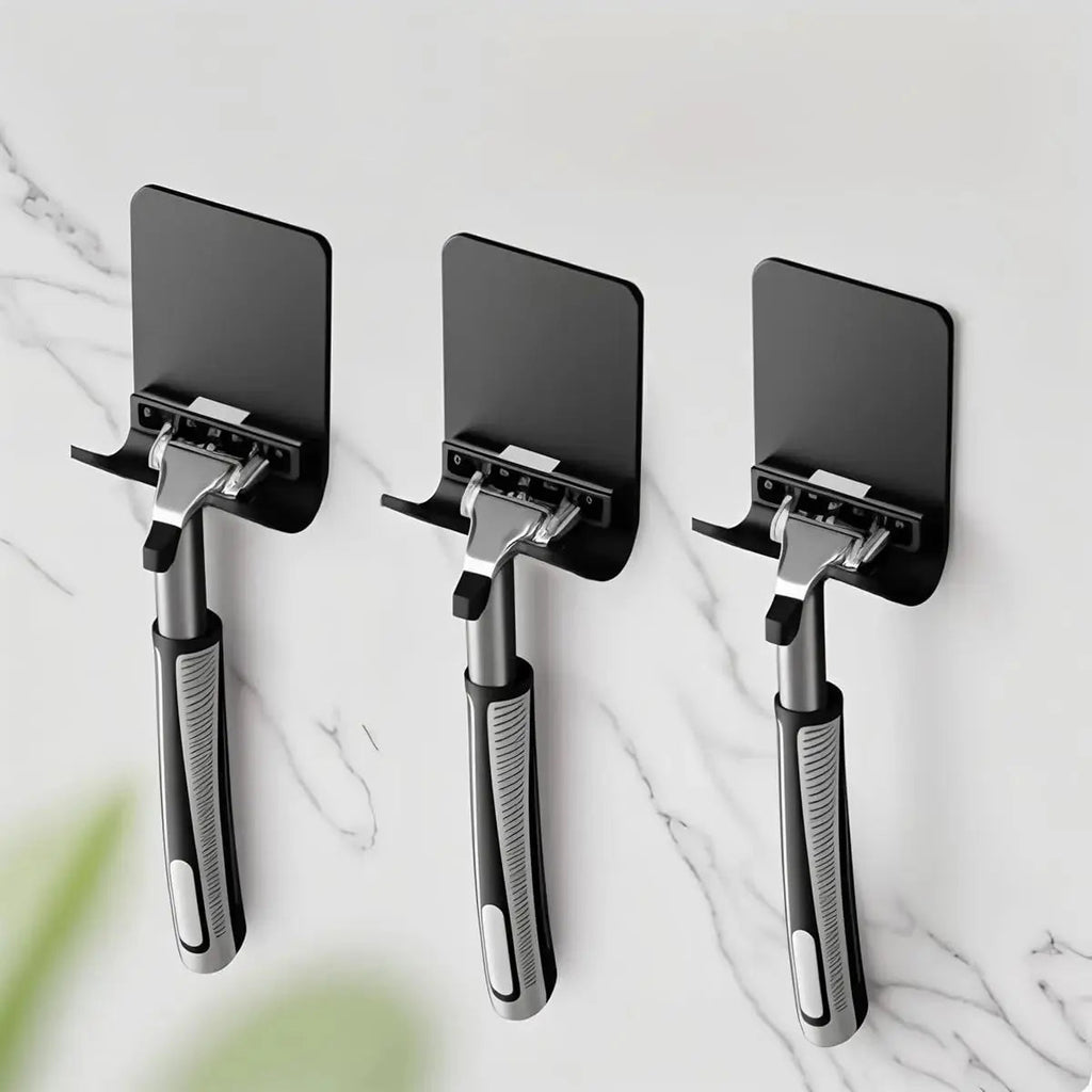 Razor Holder Hook with Heavy Duty Self Adhesive Stainless Steel Design for Bathroom and Kitchen Organization