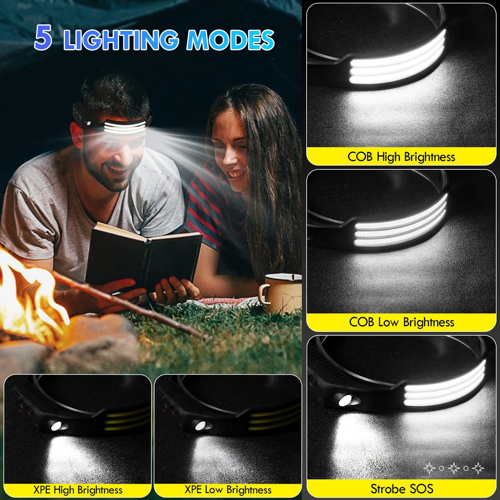 Rechargeable LED Lamp with Motion Sensor and Wide Beam Design for Camping Fishing and Outdoor Use