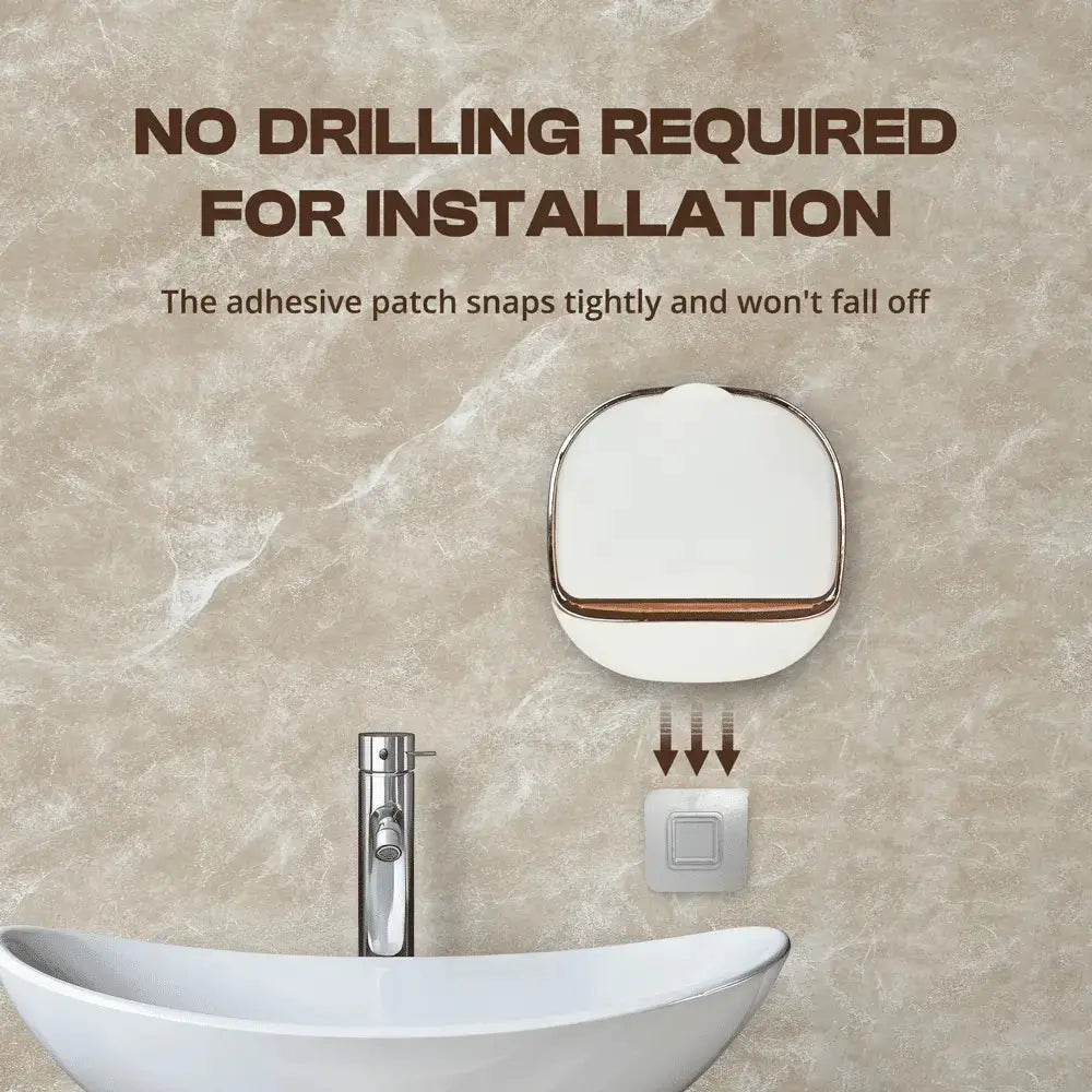 2Pcs Luxury Wall Mounted Soap Holder with Drain Tray and Adhesive Installation for Shower and Bathroom Use