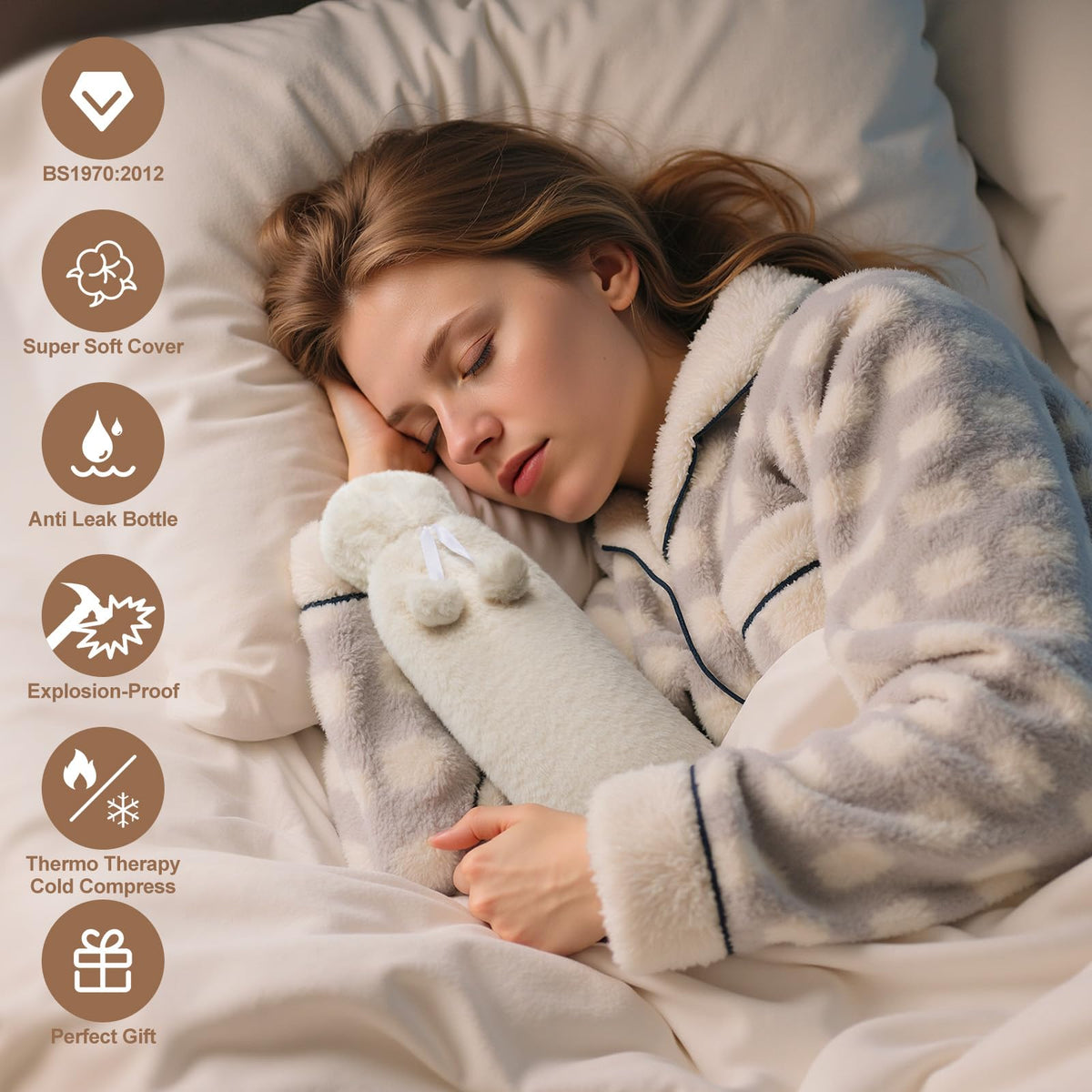 Rubber Bottle with Soft Removable Cover for Warm and Cold Compress Use
