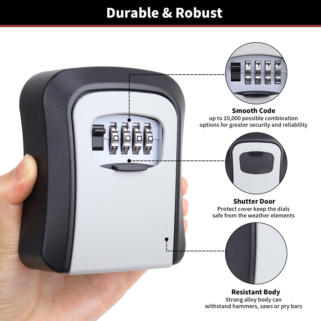 Ultra-Secure Flip-Top Key Safe with Combination Dial, Metal and Plastic Key Storage Box for Home or Outdoor Use