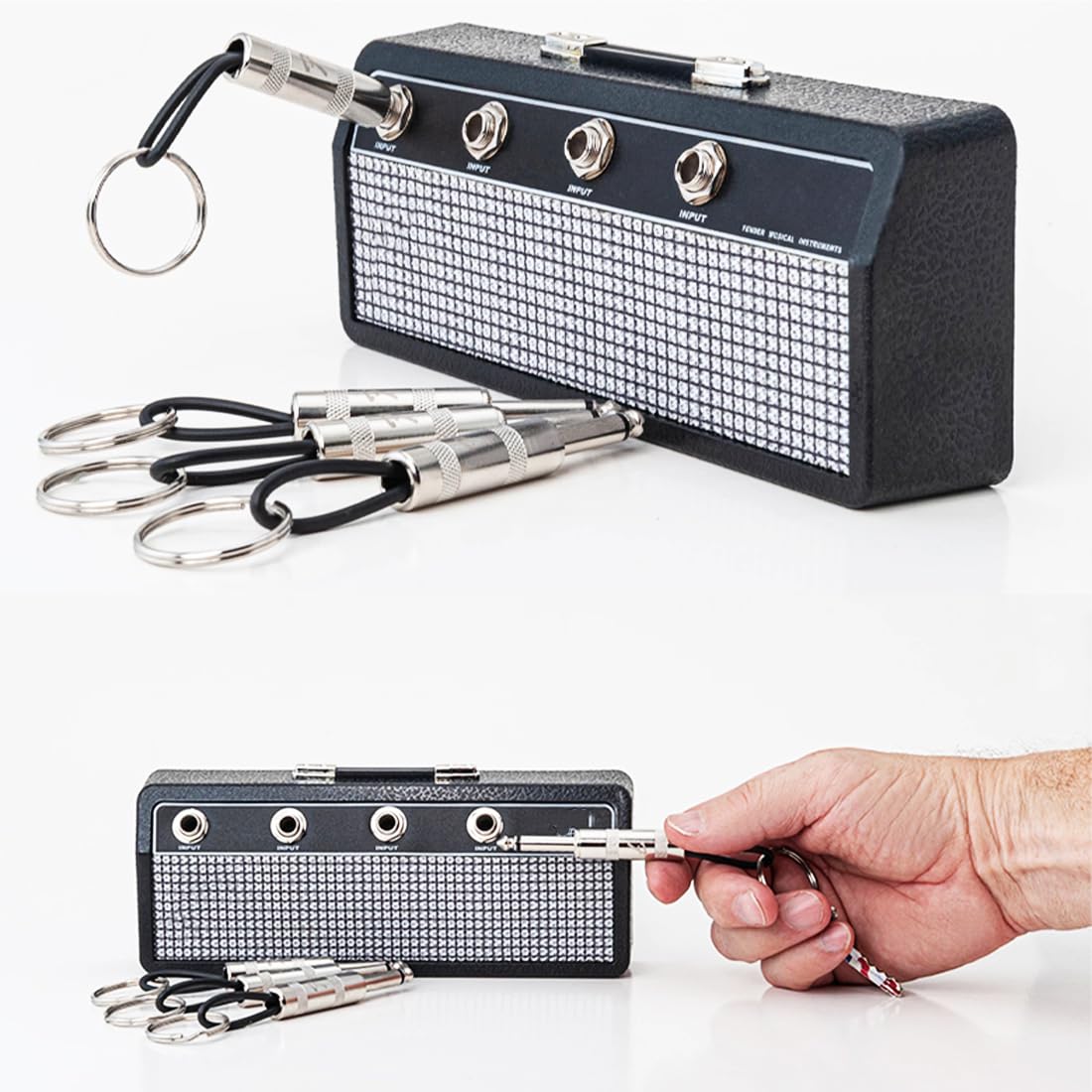 Creative Retro Wall-Mounted Guitar Key Holder Made of Zinc Alloy for Organizing Keys and Music-Themed Home Decor