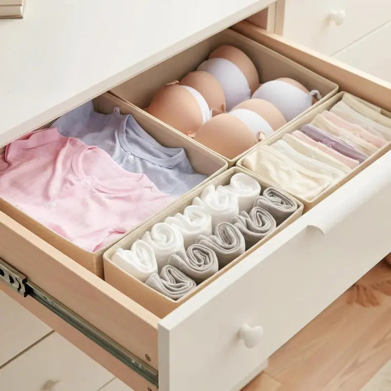 Foldable Drawer Organizer Set for Clothes Socks Underwear Storage