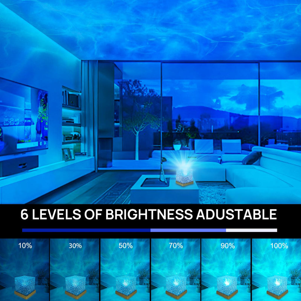 Ocean Wave Projector Light with 16 Color LED Cube and Remote Control for Ambient Room Lighting