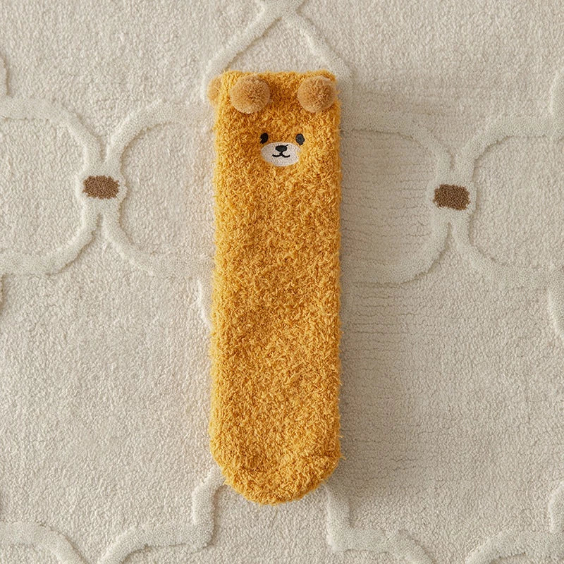 Teddy Bear Fuzzy Socks 2 Pair Set with Plush Knit Fabric and Stretch Fit for Everyday Comfort