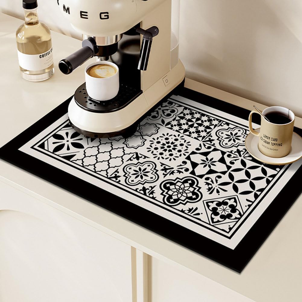 Absorbent Coffee Mat Quick Dry Countertop Dish Drying Pad for Coffee Bar and Kitchen Use
