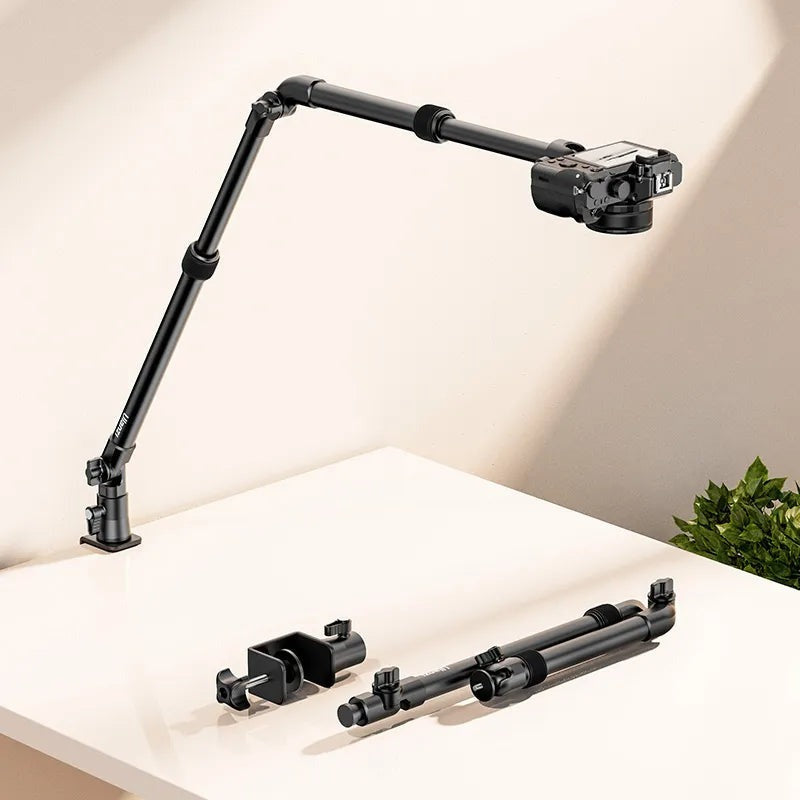 Desktop Shooting Magic Arm with Crab Clamp Adjustable Mount for Smartphone Webcam and Action Camera Use