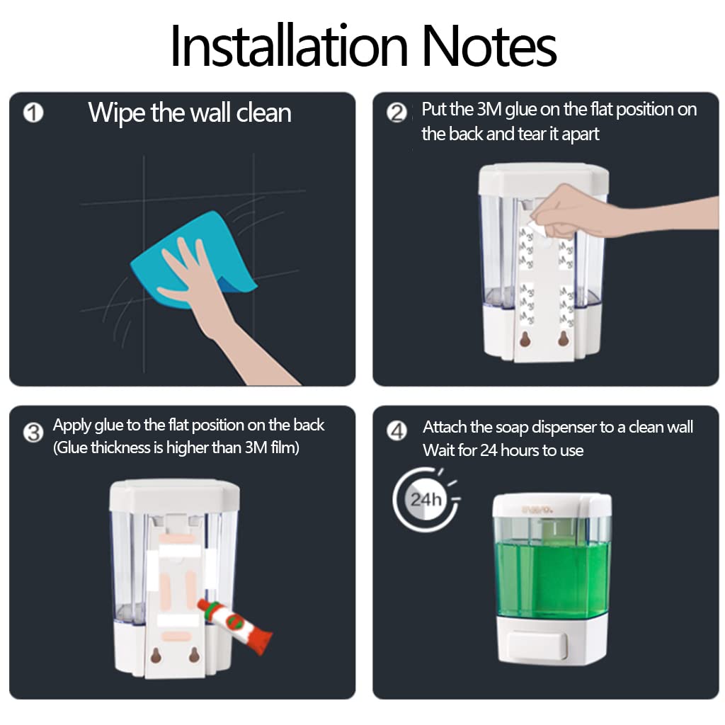 Wall Mounted Soap Dispenser with Transparent 500 ml Manual Press Design for Bathrooms Offices and Shared Sinks