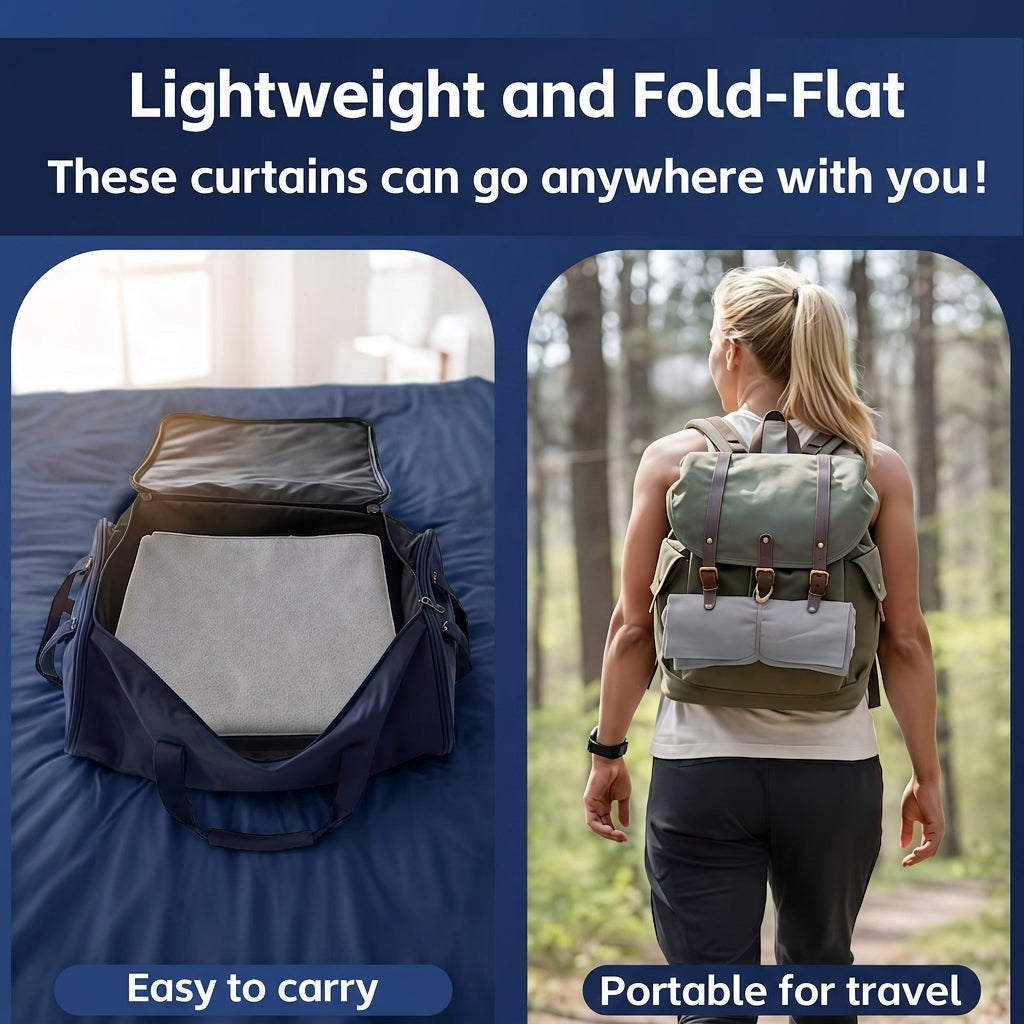 Portable Self-Adhesive Blackout Curtains with Heat-Insulating Design for Year-Round Use