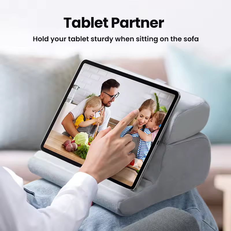 Tablet Pillow Stand Soft Foam Holder for iPad Phone and Laptop Comfortable Support for Bed Lap and Desk Use