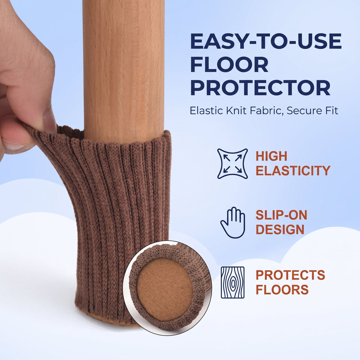 16 Pcs of Knitted Furniture Socks with Double Thickness Stretch Fabric for Floor Protection and Quiet Furniture Movement