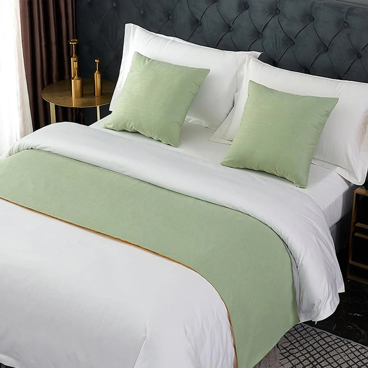 European Style Velvet Bed Scarf Runner with Matching Pillowcase for Home Hotel Decor