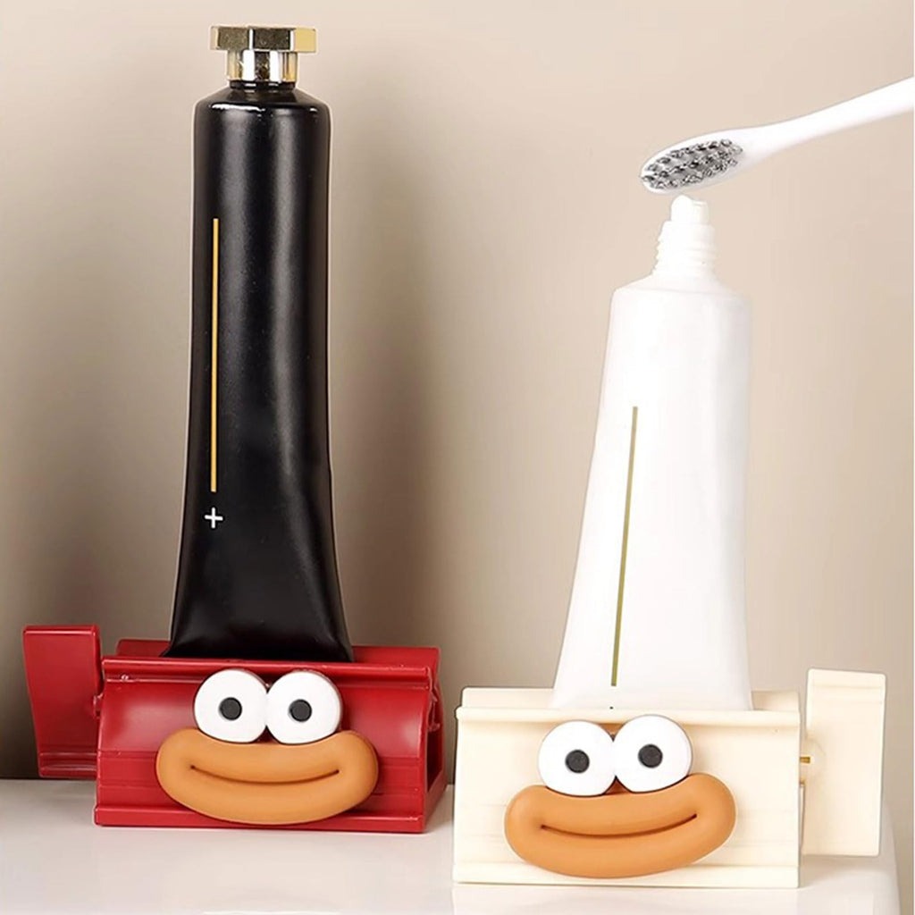 Manual Cartoon Toothpaste Squeezer with Tube Clip Holder, Fun Bathroom Accessory for Toothpaste, Facial Cleanser, and Tube Products