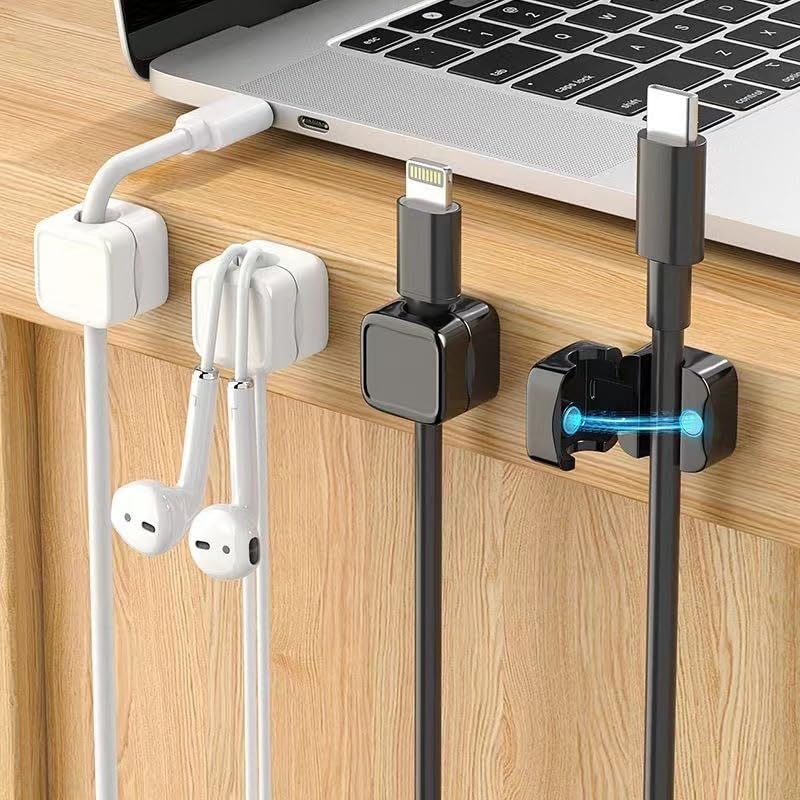 Magnetic Cable Clips with Adhesive Base for Desk and Under Desk Cable Organization