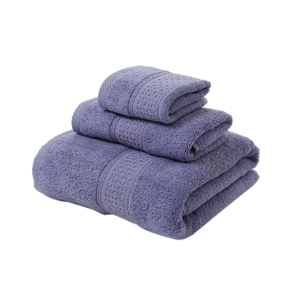 Classic Blue Washcloth Made from Long Staple Cotton with Diamond Dobby Trim