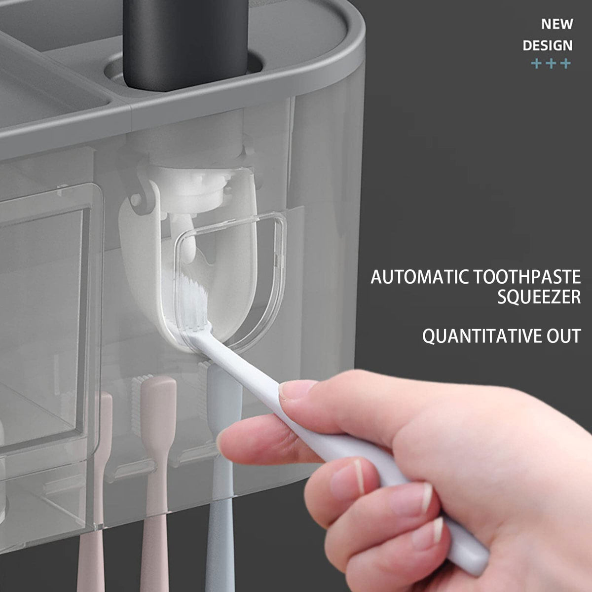Magnetic Toothbrush Holder with Automatic Toothpaste Dispenser for Wall Mounted Bathroom Organization