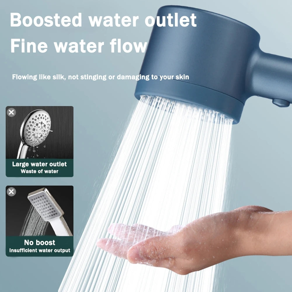 5-Mode Filtered Shower Nozzle with Handheld ABS Design for Bathroom Faucet Use (Included Shower Head + 1.5-meter Hose + Base)