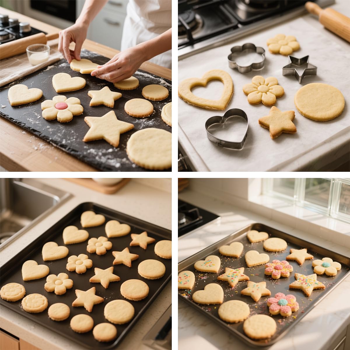 12Pcs Stainless Steel Cookie Cutter Set with Multi Shape Design for Baking Biscuit Dough and Fruit Cutting