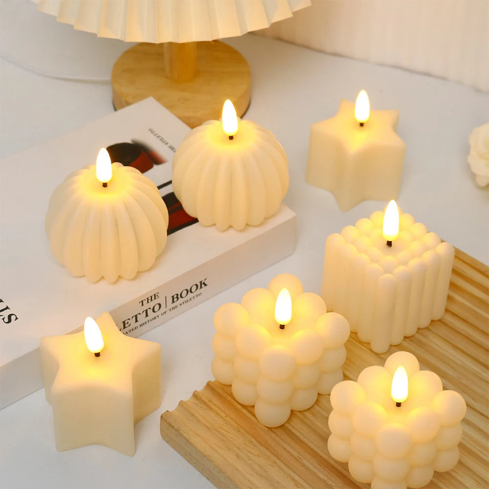 Cube Simulated LED Candle Light with Decorative Flameless Design for Home Décor and Ambient Lighting