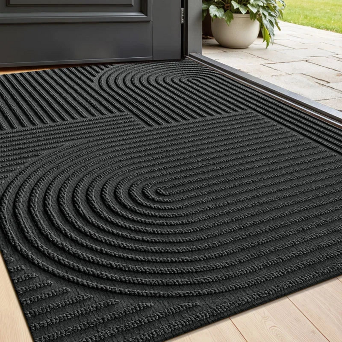 Waterproof Anti-Slip Floor Mat for Indoor and Outdoor Entrances, Dustproof Polyester Carpet with Durable PVC Bottom, Available in Grey and Black