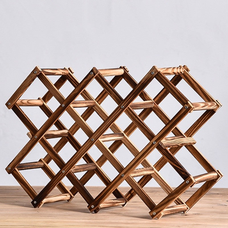 Foldable Wooden Wine Rack with Stackable Countertop Design for Standard Bottles and Home Bar Storage