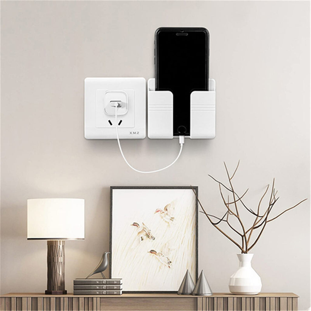 3 Pcs Wall Device Holder with Adhesive Storage Box Design for Phones Remotes and Charging Plugs